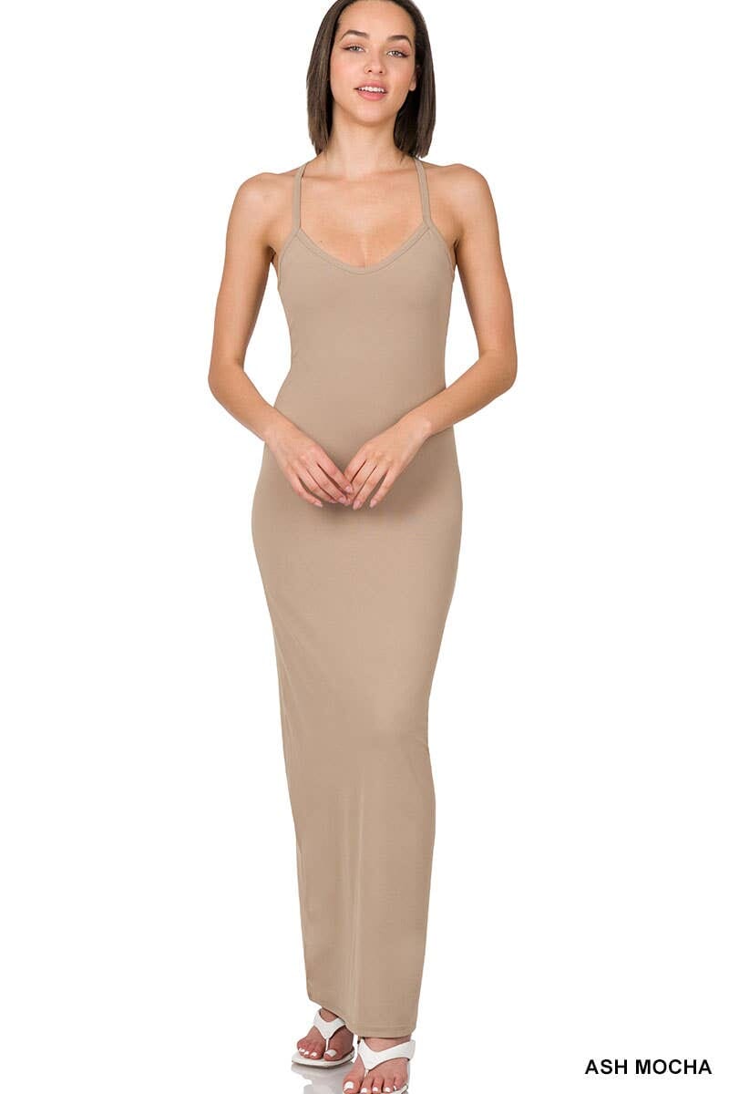 Racerback V Neck Bodycon Maxi Dress A Whole World Of Good