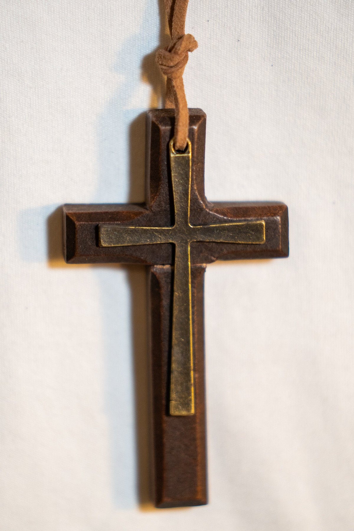 Wooden Double-Cross Necklace